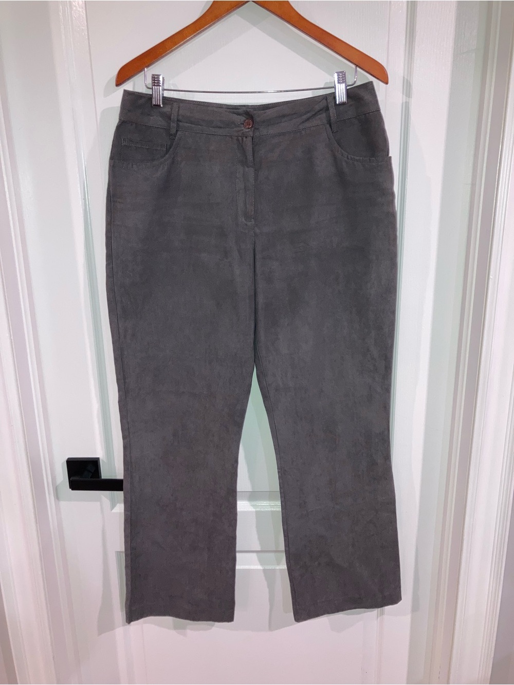 Orly Grey Faux Suede Straight Leg Pants - size 10